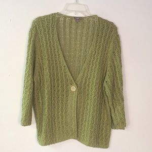 J Jill cotton/linen v neck 1 button cardigan